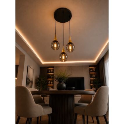 Lühter LACRIMA SMOKY 3xE27/60W/230V d. 30 cm
