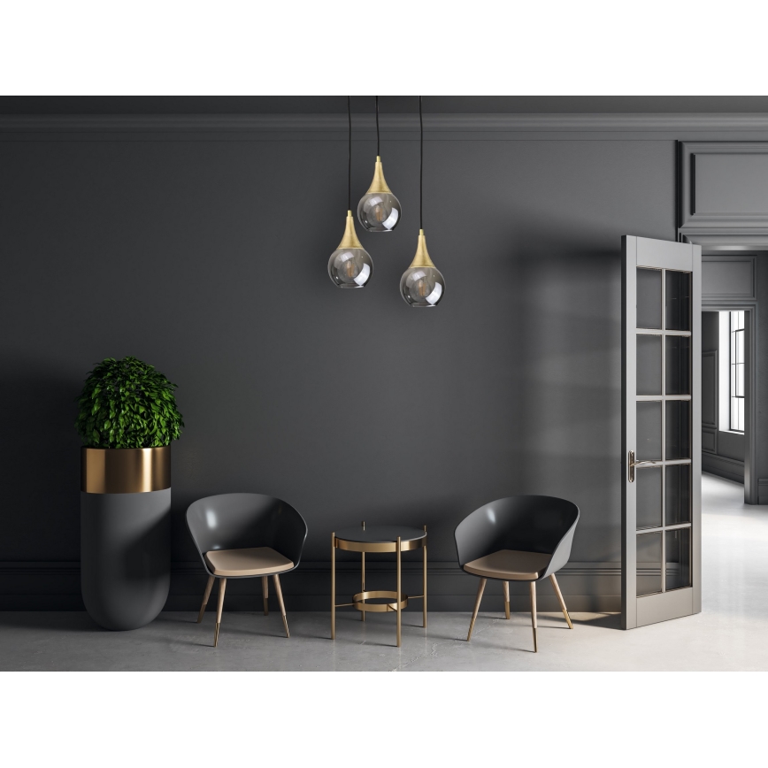 Lühter LACRIMA SMOKY 3xE27/60W/230V d. 30 cm