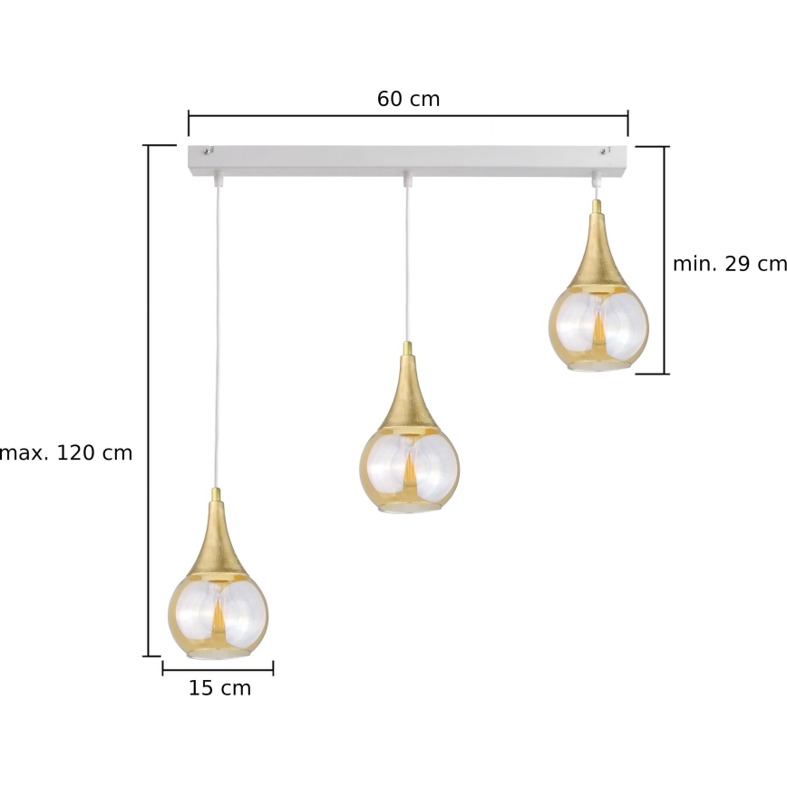 Lühter LACRIMA WHITE 3xE27/60W/230V