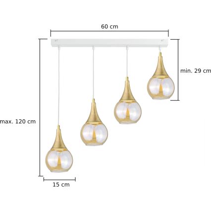 Lühter LACRIMA WHITE 4xE27/60W/230V