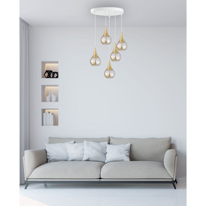 Lühter LACRIMA WHITE 5xE27/60W/230V d. 45 cm