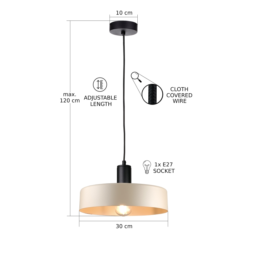 Lühter LATTE 1xE27/60W/230V beež/must