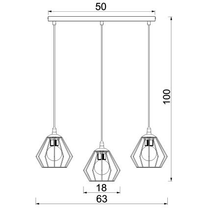 Lühter LETI 3xE27/15W/230W must