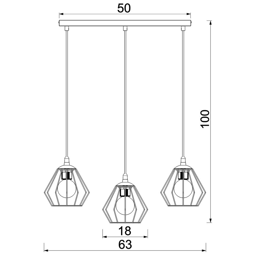 Lühter LETI 3xE27/15W/230W must