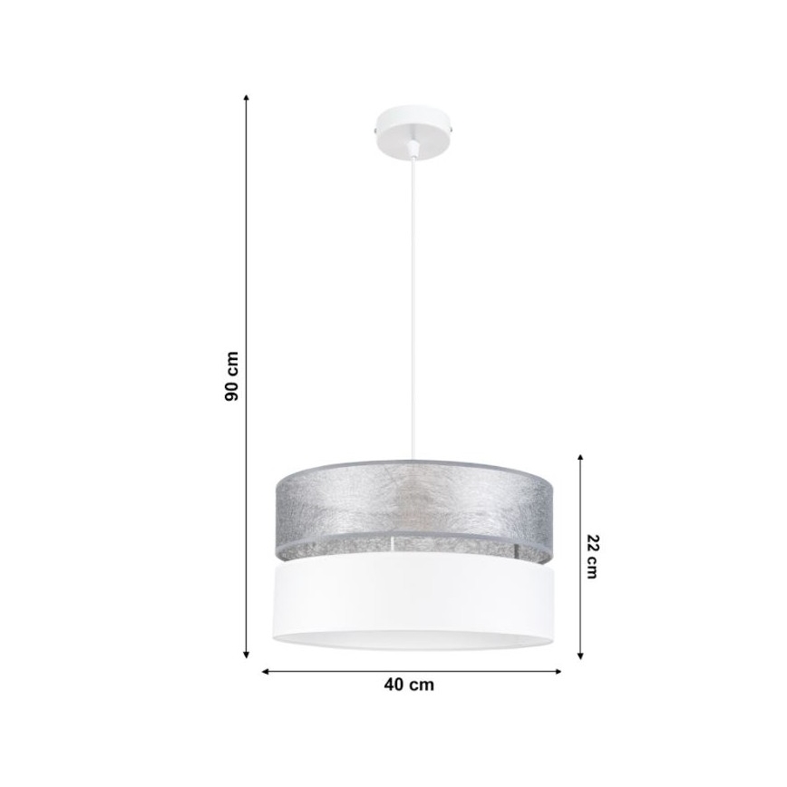 Lühter LIMA 1xE27/60W/230V hõbe/valge