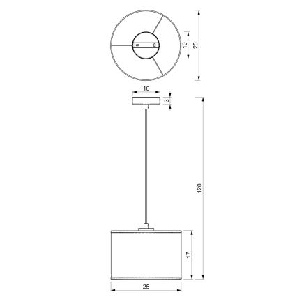 Lühter LOFT SHADE 1xE27/60W/230V diameeter 25 cm must/kuldne