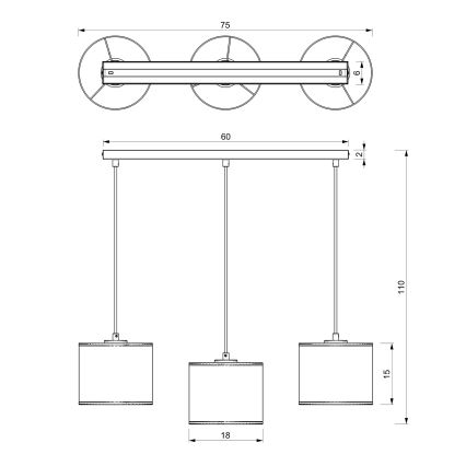 Lühter LOFT SHADE 3xE27/60W/230V must/kuldne
