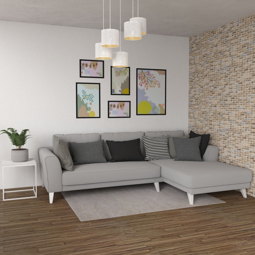 Lühter LOFT SHADE 5xE27/60W/230V valge/kuldne