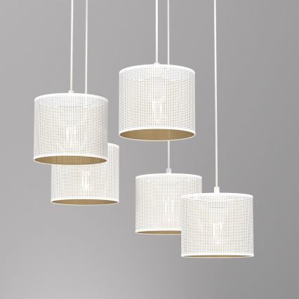 Lühter LOFT SHADE 5xE27/60W/230V valge/kuldne