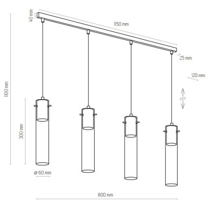 Lühter LOOK GRAPHITE 4xGU10/10W/230V