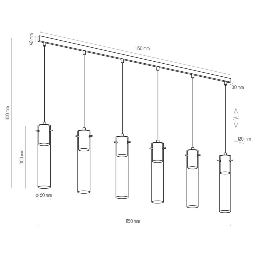 Lühter LOOK GRAPHITE 6xGU10/10W/230V