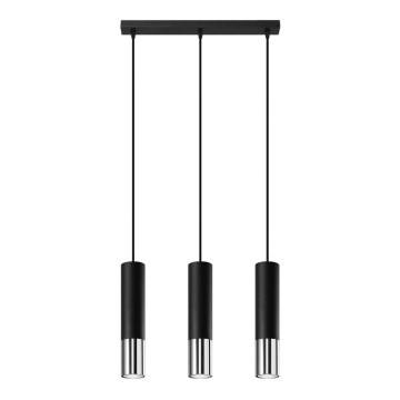 Lühter LOOPEZ 3xGU10/10W/230V must/läikiv kroom