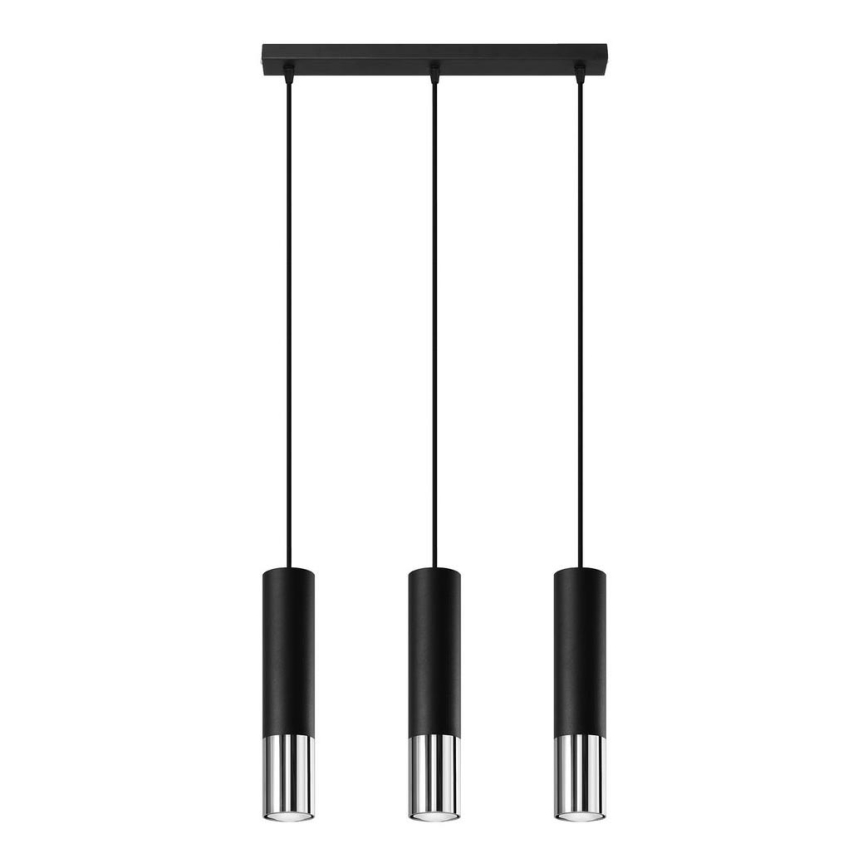 Lühter LOOPEZ 3xGU10/10W/230V must/läikiv kroom