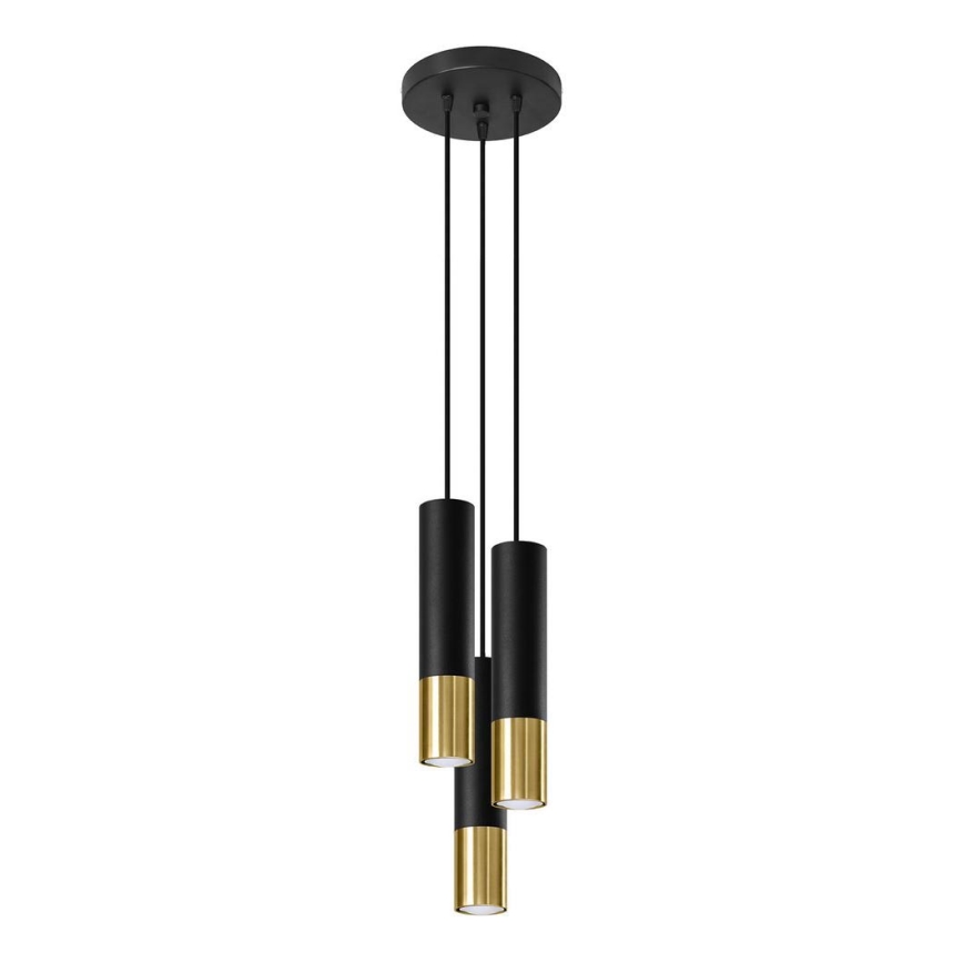Lühter LOOPEZ 3xGU10/10W/230V ümmargune must/kuldne