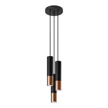 Lühter LOOPEZ 3xGU10/10W/230V ümmargune must/vask