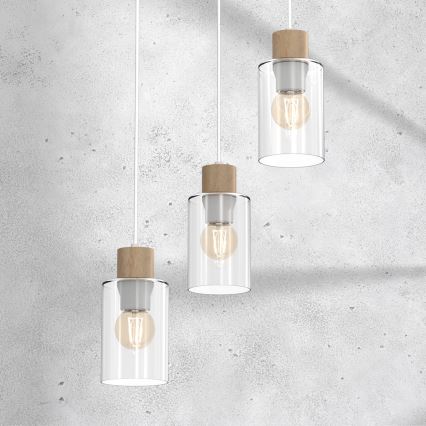 Lühter MADERA 3xE27/60W/230V valge/puit
