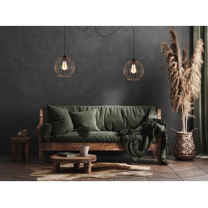 Lühter MATT 2xE27/60W/230V ämblik must/vask