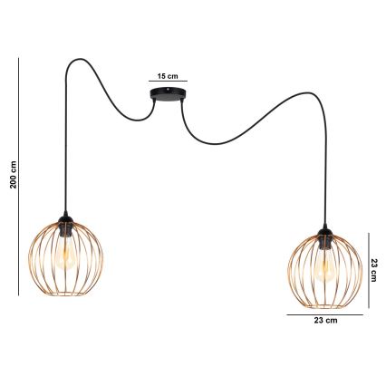 Lühter MATT 2xE27/60W/230V ämblik must/vask