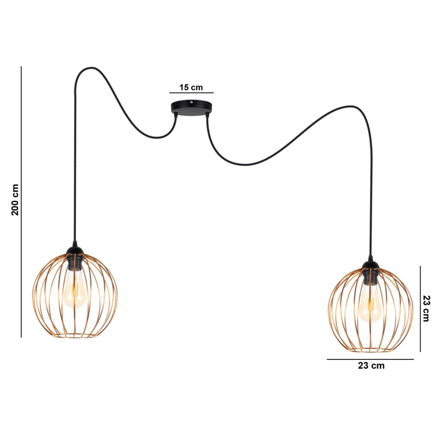 Lühter MATT 2xE27/60W/230V ämblik must/vask