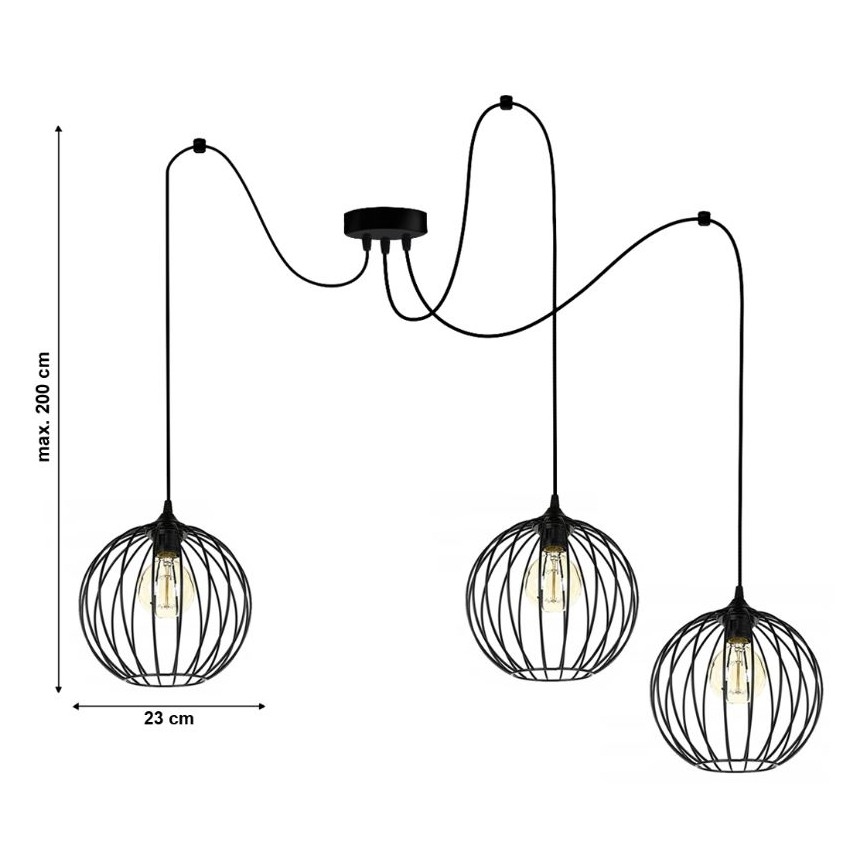 Lühter MATT 3xE27/60W/230V ämblik