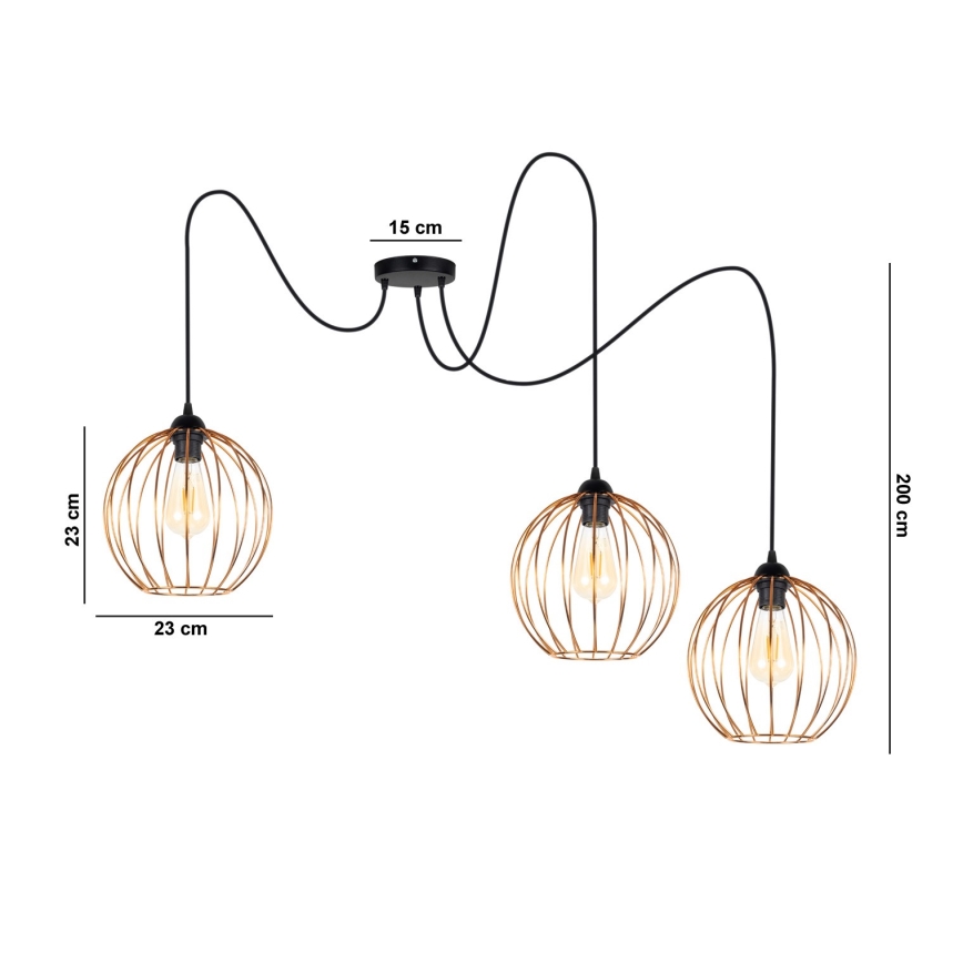 Lühter MATT 3xE27/60W/230V ämblik must/vask