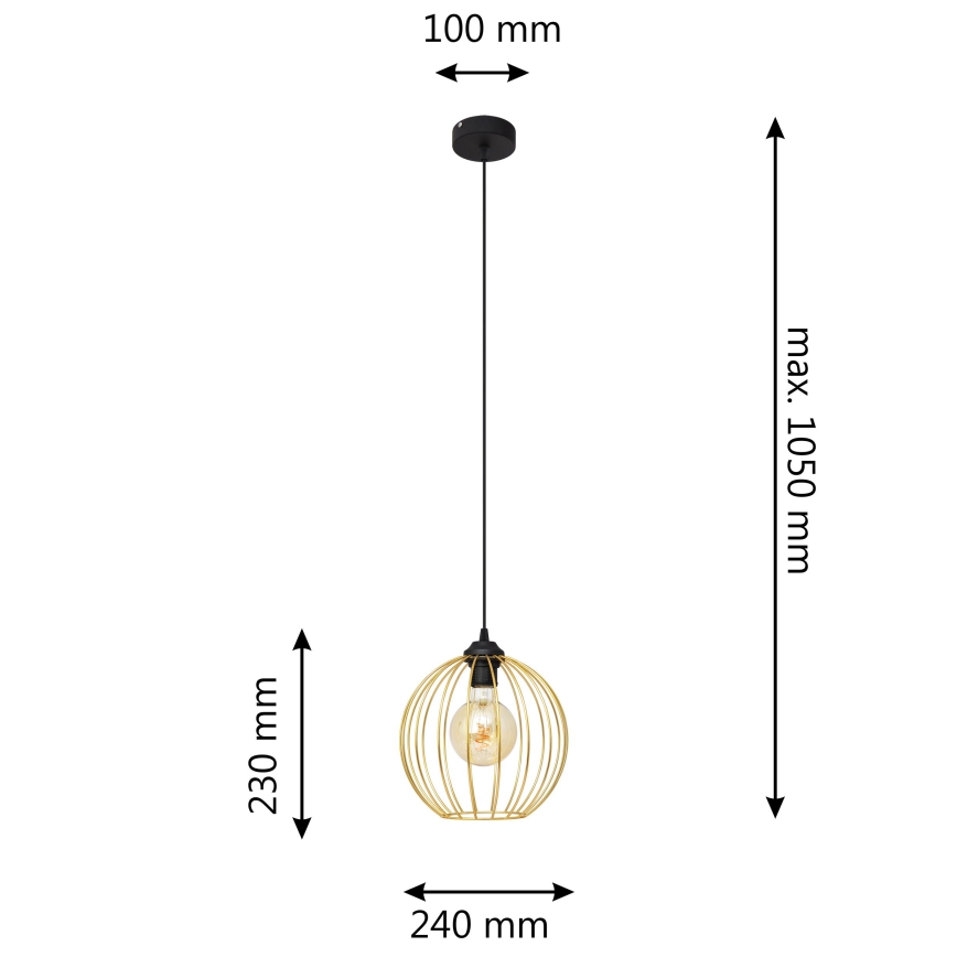 Lühter MERCURE 1xE27/15W/230V kuldne/must