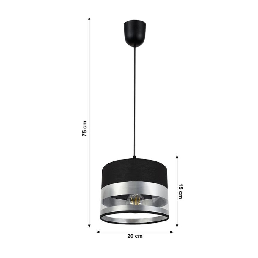 Lühter MILO 1xE27/60W/230V hõbe/must