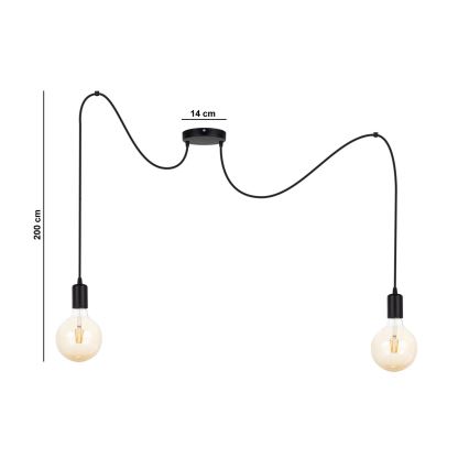 Lühter MIROS 2xE27/60W/230V ämblik must