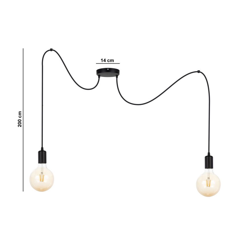 Lühter MIROS 2xE27/60W/230V ämblik must