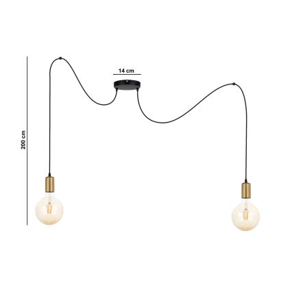 Lühter MIROS 2xE27/60W/230V ämblik must/kuldne