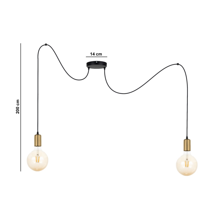Lühter MIROS 2xE27/60W/230V ämblik must/kuldne