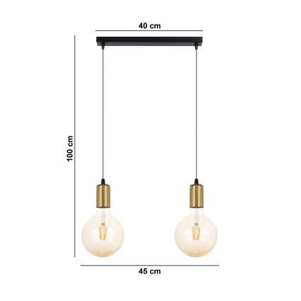 Lühter MIROS 2xE27/60W/230V must/kuldne