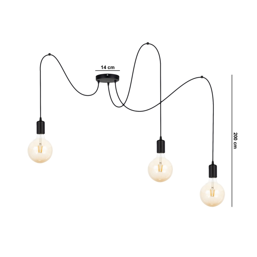 Lühter MIROS 3xE27/60W/230V ämblik must