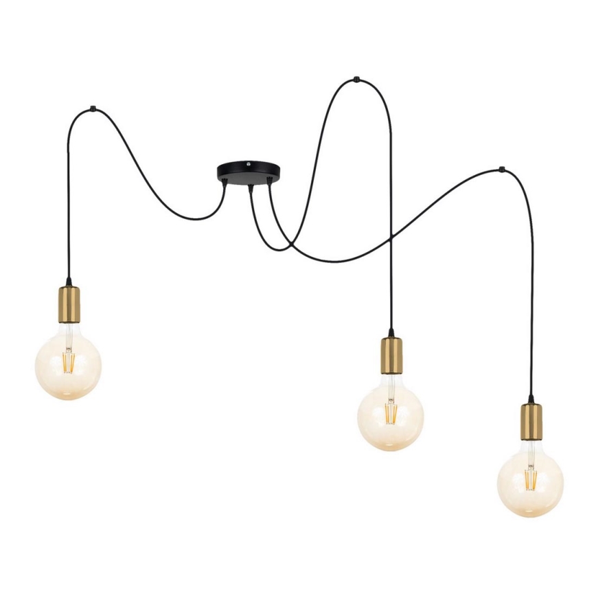 Lühter MIROS 3xE27/60W/230V ämblik must/kuldne