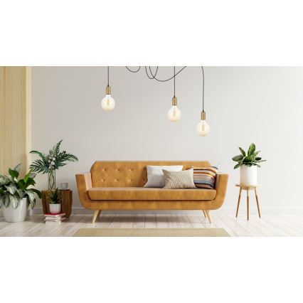 Lühter MIROS 3xE27/60W/230V ämblik must/kuldne