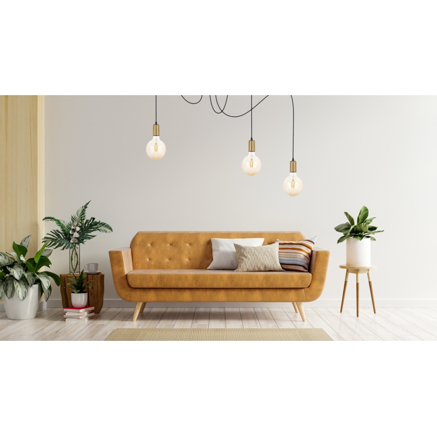 Lühter MIROS 3xE27/60W/230V ämblik must/kuldne