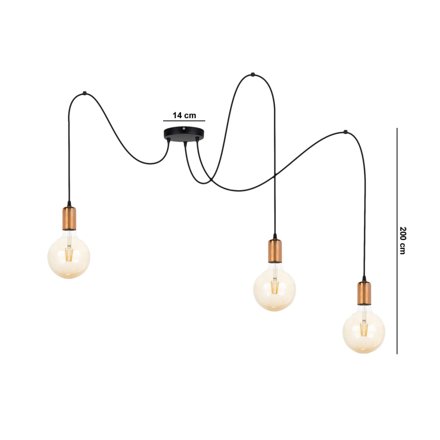 Lühter MIROS 3xE27/60W/230V ämblik must/vask