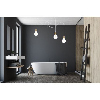 Lühter MIROS 3xE27/60W/230V ämblik valge/kuldne