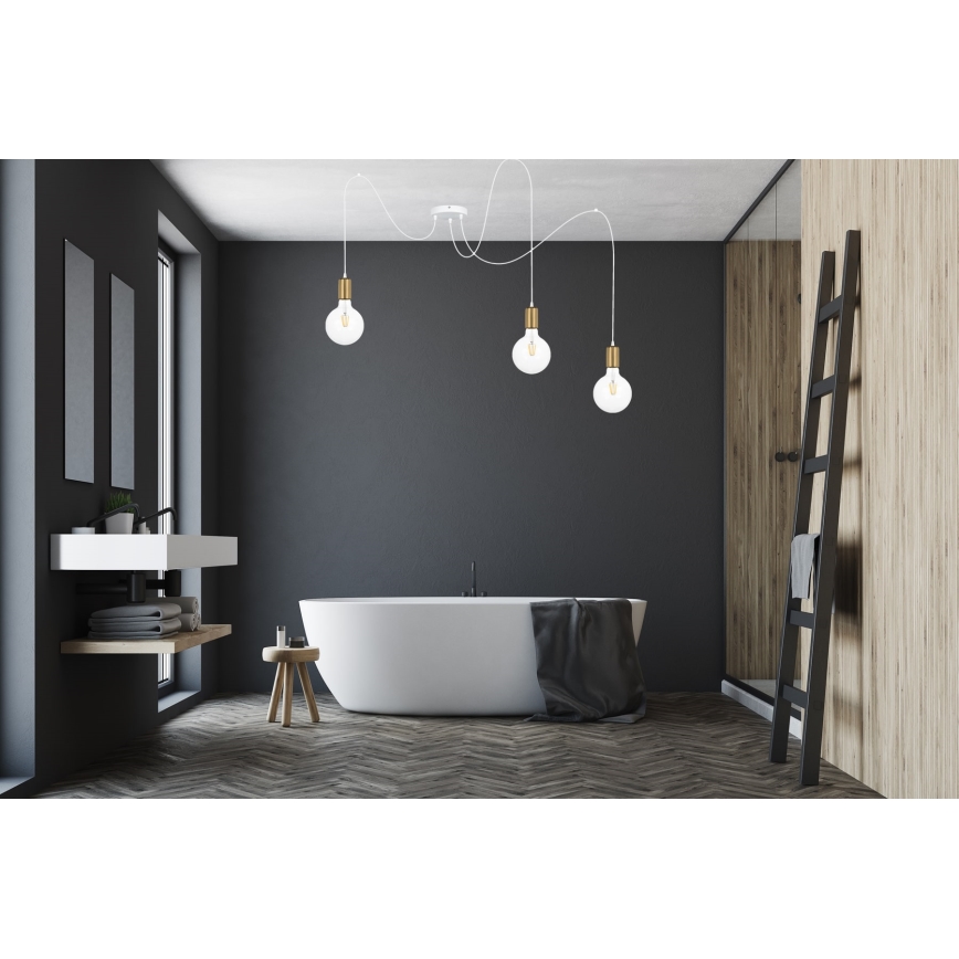 Lühter MIROS 3xE27/60W/230V ämblik valge/kuldne