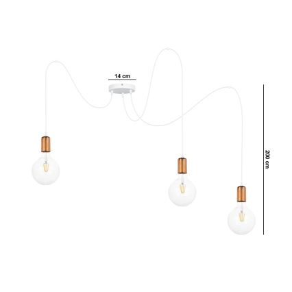 Lühter MIROS 3xE27/60W/230V ämblik valge/vask