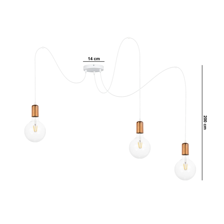 Lühter MIROS 3xE27/60W/230V ämblik valge/vask