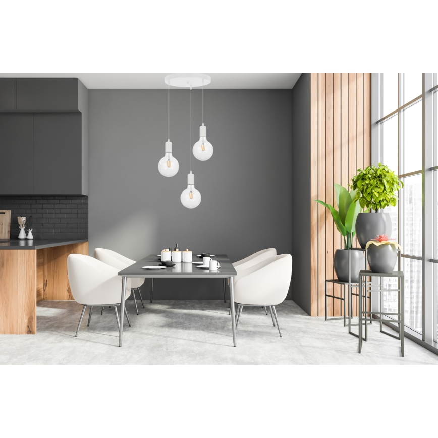 Lühter MIROS 3xE27/60W/230V ümmargune valge