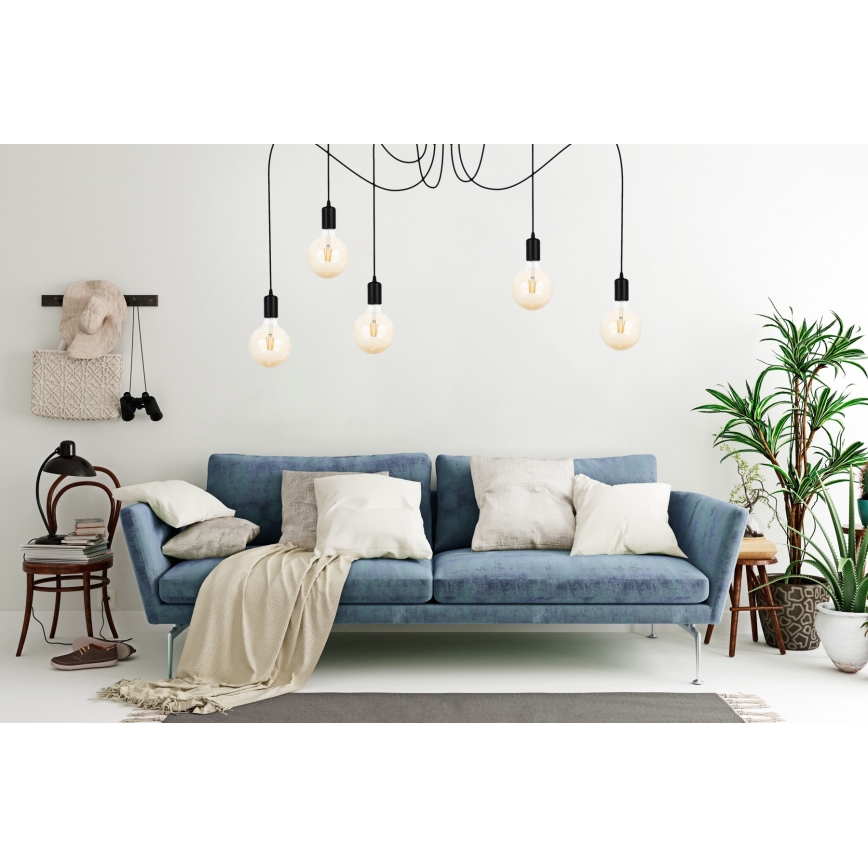 Lühter MIROS 5xE27/60W/230V ämblik must