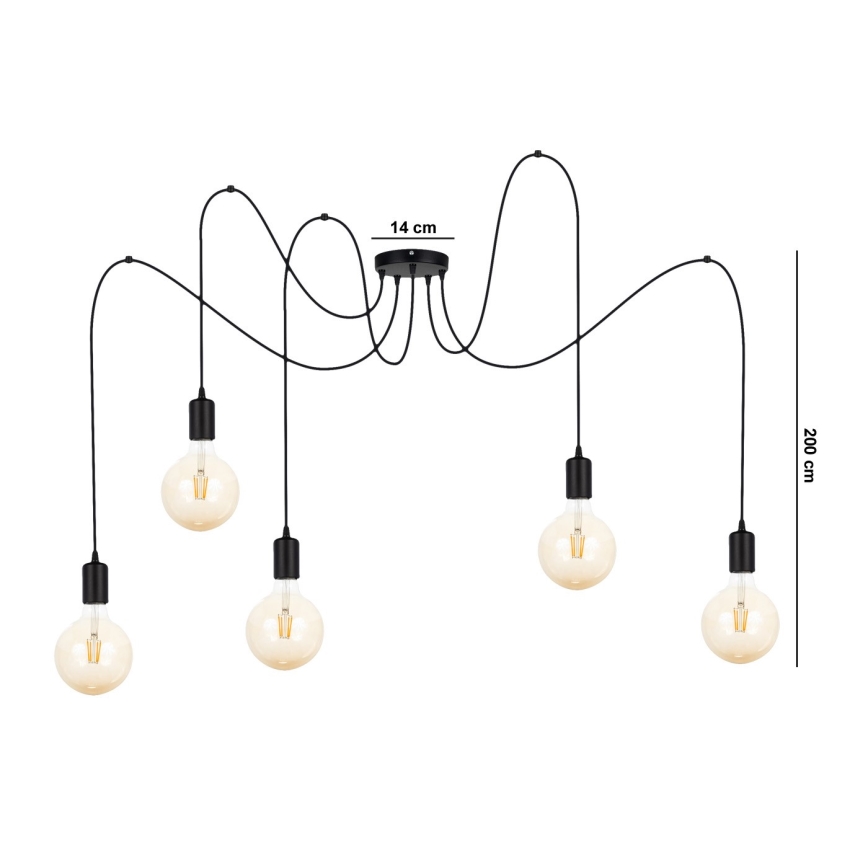 Lühter MIROS 5xE27/60W/230V ämblik must