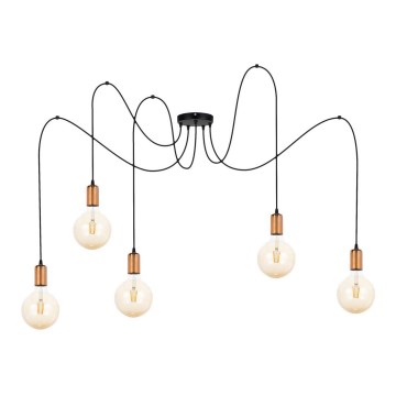 Lühter MIROS 5xE27/60W/230V ämblik must/vask