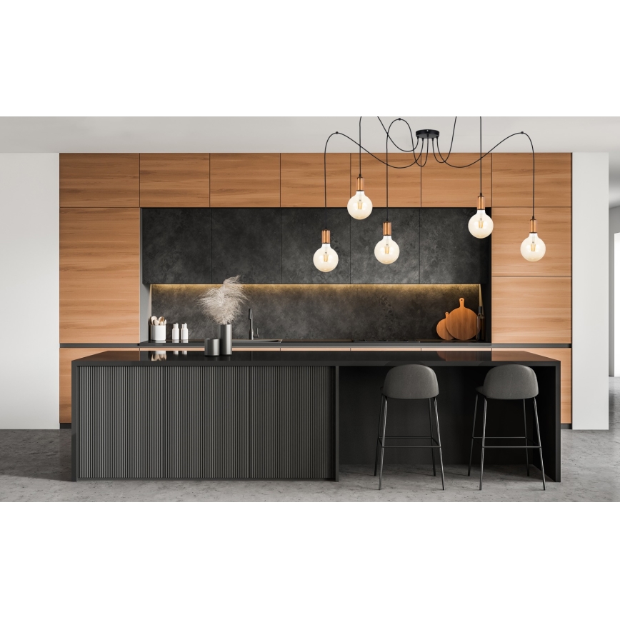 Lühter MIROS 5xE27/60W/230V ämblik must/vask