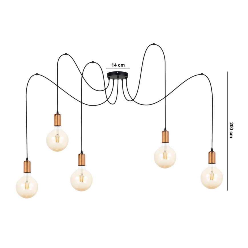Lühter MIROS 5xE27/60W/230V ämblik must/vask