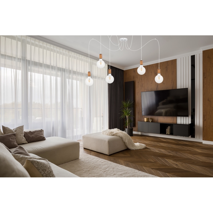 Lühter MIROS 5xE27/60W/230V ämblik valge/vask
