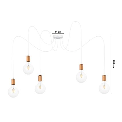 Lühter MIROS 5xE27/60W/230V ämblik valge/vask