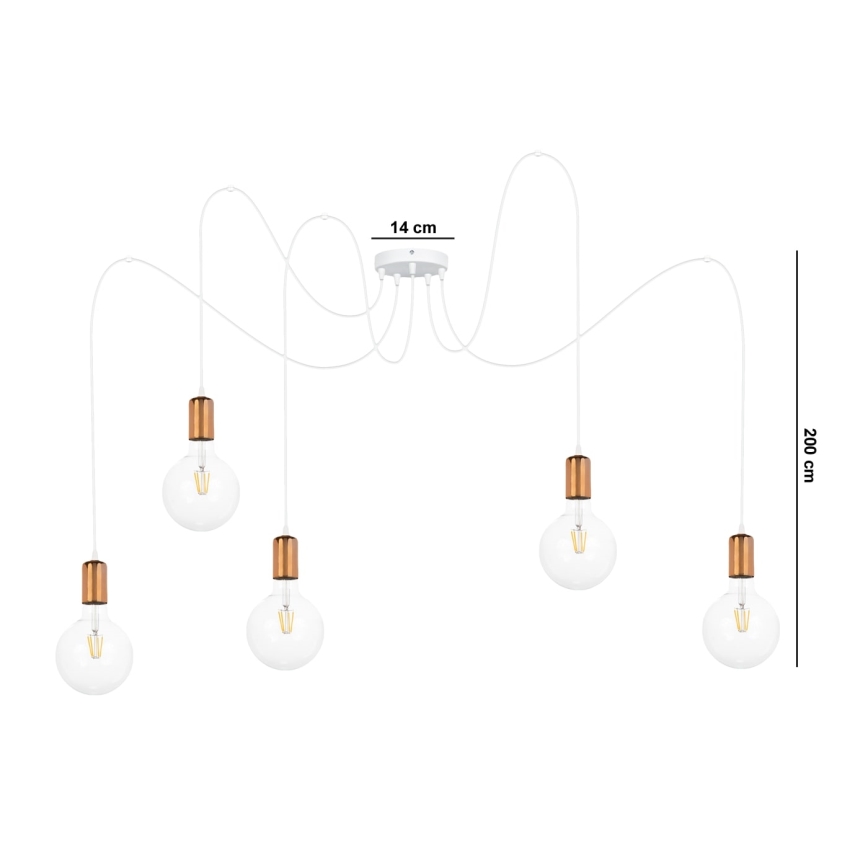 Lühter MIROS 5xE27/60W/230V ämblik valge/vask